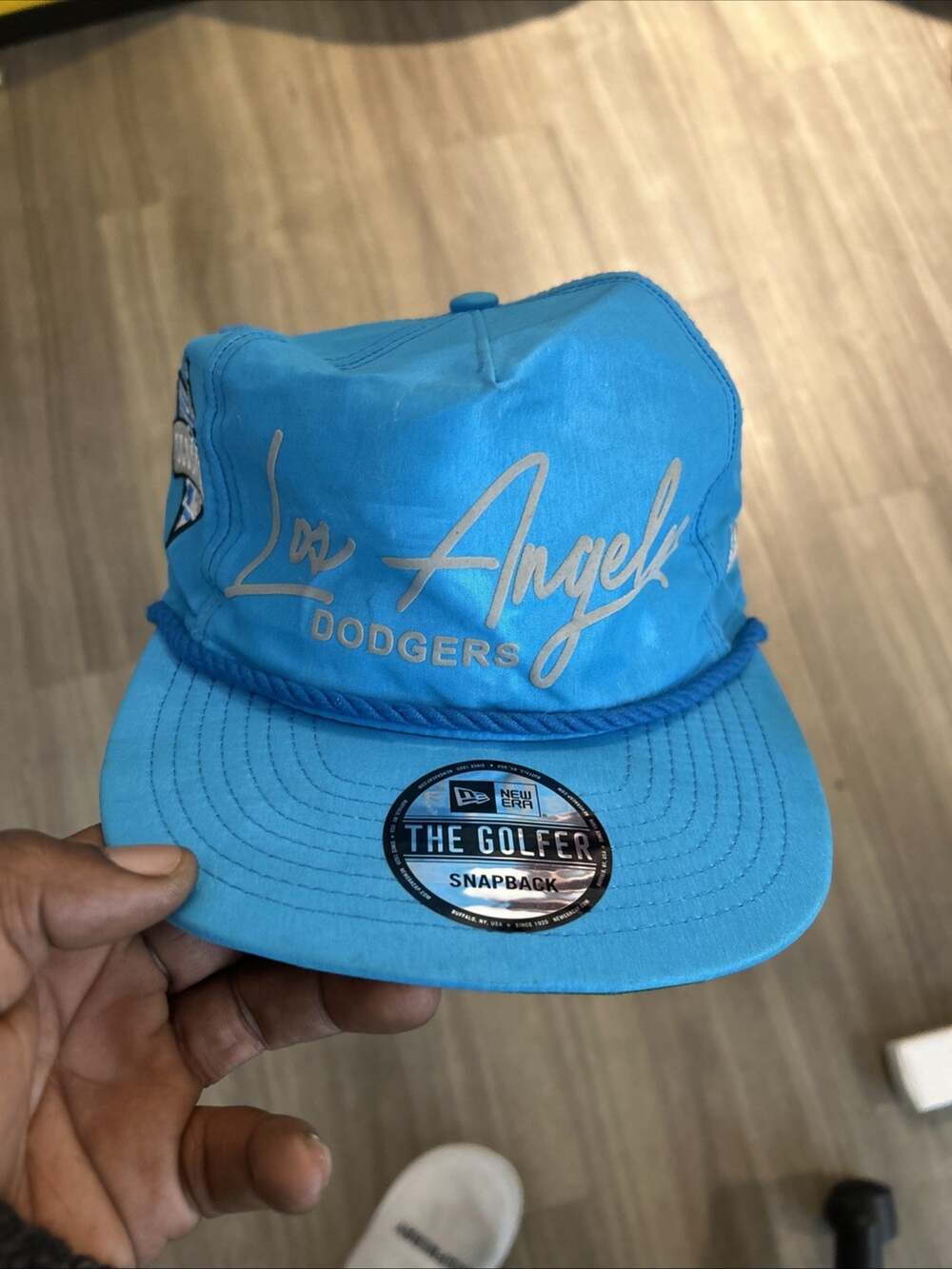 Los Angeles Dodgers Golfer Hat, Blue Metallic Nylon Cap, New Era, Snapback RARE